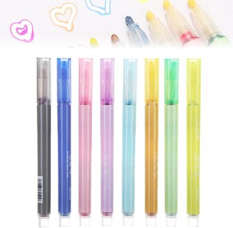 8 Kleuren Dubbele Lijn Pen Schilderen Schets Pen Student Markeerstift Marker Pen Voor Diy Card Journaling Tekening Benadrukken
