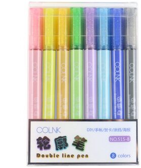 8 Kleuren Leuke Candy Kleur Markeerstift Marker Pennen Dubbele Lijn Pen Fluorescerende Marker Schrijven Tekening Briefpapier Voor School