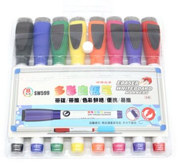 8 Kleuren Magnetische Whiteboard Marker Pennen Met Gum Uitwisbare Fine Nib Office Schoolbenodigdheden