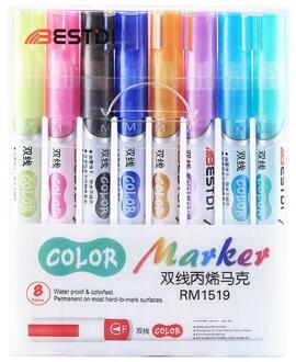 8 Kleuren/Set Metallic Dubbele Lijnen Art Markers Acryl Out Lijn Pen Briefpapier Art Tekening Pennen Scrapbooking Door Kevin & Sasa Ambachten 8 kleuren Acrylic