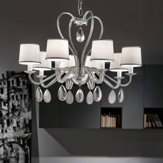 8-lamps kroonluchter Anouk zilver zilver, wit