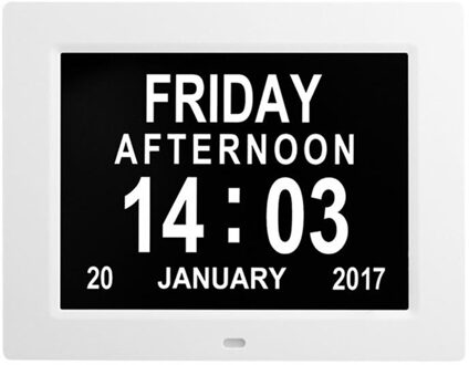 8 ''Lcd Digitale Klok Kalender Datum Dag Tijd Klok Auto Dimmen Hd Display Multifunctionele Elektronische Bureau/Tafel Klok us Plug wit