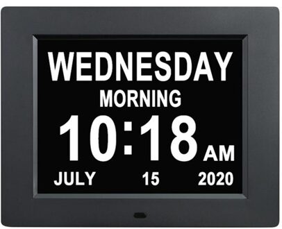 8 ''Lcd Digitale Klok Kalender Datum Dag Tijd Klok Auto Dimmen Hd Display Multifunctionele Elektronische Bureau/Tafel Klok us Plug zwart