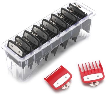8 maten van gids kam sets met een doos metalen kammen onderdelen tondeuse limited kammen metalen clip set reeks 6