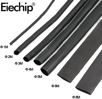 8 Meter/set Heat Shrink Tube kit 1/2/3/4/5/6/8/10mm 2:1 Black Heat Shrink Tubing Shrinkable Sleeving Wrap DIY Connector wire kit