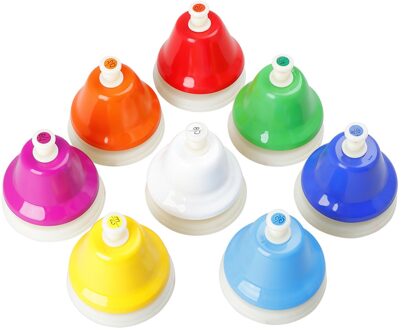 8 Notes Kleurrijke Hand Percussie Onderwijs Chromatische Bell Muziekinstrument Set Musical Speelgoed Voor Kinderen Kindje Vroege Onderwijs hand- bells reeks