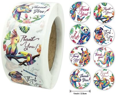 8 Ontwerpen Bloemen Dank U Stickers Ronde Dier Envelop Decor Seal Label Bakken Pakket Scrapbooking Briefpapier Sticker B 500stk