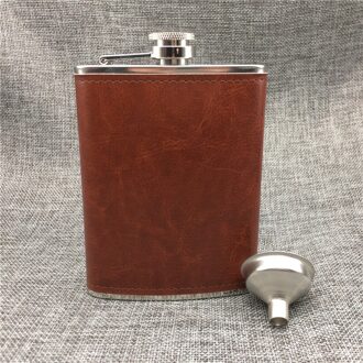 8 OZ Heupfles Rvs Pu Lederen Bedekt Fles Kantine Vloeibare Vodka Alcohol Whisky Draagbare Fles Reizen Apparatuur