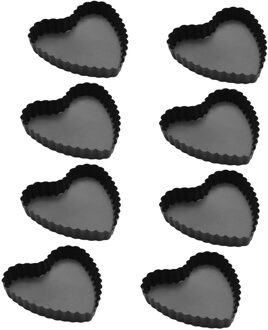 8 Pack Mini Taart Pan 4.5 Inch Met Verwijderbare Bodem Quiche Pan Anti-aanbak Hartvormige Quiche Pie Pan