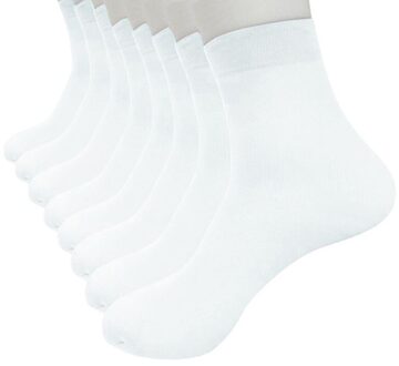 8 Pairs Unisex Vrouwen Mannen Sokken Bamboevezel Ultra-dunne Elastische Silky Korte Silk Katoen Ademend Zwarte Business Mannen sokken wit