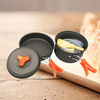 8 Pcs 1-2 Persoon Cookware Outdoor Camping Pot Pan Kom Set Wilde Koken Barbecue Bestek Set