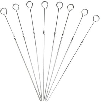 8 Pcs 33 Cm 13in 304 Rvs Spiesjes Vlees Metalen Bbq Spiesjes Shish Kebab Kabob Spiesjes Ring-Tip handvat Barbecue Sticks