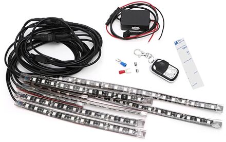 8 Pcs 5050 Smd Strip Flexibele Rgb Knipperlicht Led Afstandsbediening Motorfiets 4 Knop Draadloze Afstandsbediening Waterdicht 12V