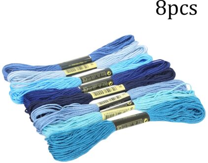 8 Pcs Multicolor Kruissteek Draden Katoen Naaien Strengen Borduurgaren Floss Streng Kit Diy Naaien Hand Breien Tool blauw