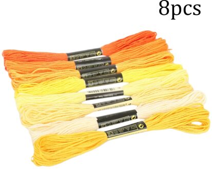 8 Pcs Multicolor Kruissteek Draden Katoen Naaien Strengen Borduurgaren Floss Streng Kit Diy Naaien Hand Breien Tool geel