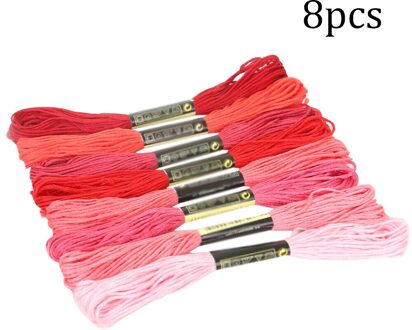 8 Pcs Multicolor Kruissteek Draden Katoen Naaien Strengen Borduurgaren Floss Streng Kit Diy Naaien Hand Breien Tool rood