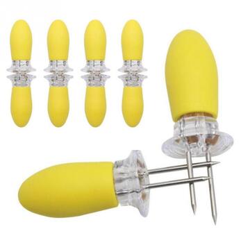 8 PCS Recyclebaar Rvs Corn Houders Barbecue Accessoires Grill Gereedschap Keuken BBQ Eten Spiesjes Dog Vlees Vorken