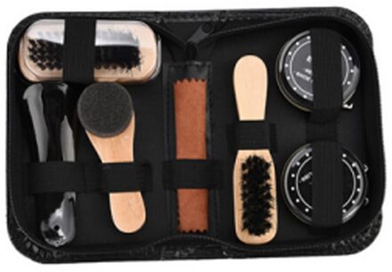 8 Pcs Schoenpoetsen Care Kit Polish Cleaning Borstels Spons Doek Travel Set Met Draagbare Geval Set Polijsten Tool om Vader