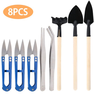 8 pcs/set Mini Garden Hand Tools Transplanting Outdoor Bonsai Tools Planting Flower Succulent Miniature Gardening Tools