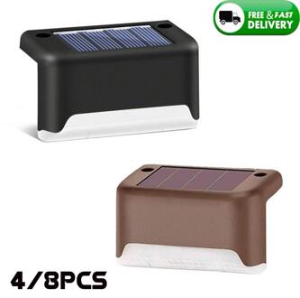 8 Pcs Zonne-verlichting Solar Stap Lichten Outdoor Waterdichte Led Solar Trap Hek Lamp Decoratie Voor Patio Trappen Tuin Yard bruin 1stk