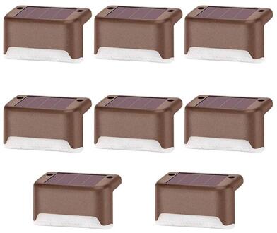 8 Pcs Zonne-verlichting Solar Stap Lichten Outdoor Waterdichte Led Solar Trap Hek Lamp Decoratie Voor Patio Trappen Tuin Yard bruin 8stk