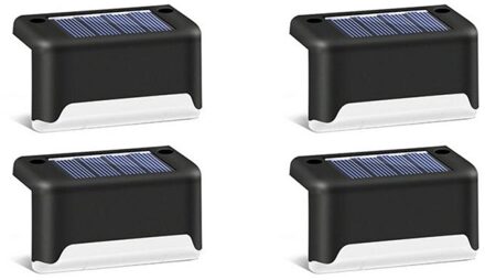 8 Pcs Zonne-verlichting Solar Stap Lichten Outdoor Waterdichte Led Solar Trap Hek Lamp Decoratie Voor Patio Trappen Tuin Yard zwart 4stk