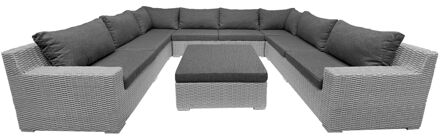 8-persoons Loungeset Colorado Blended Grey U-opstelling met antraciet kussens incl. hocker Grijs