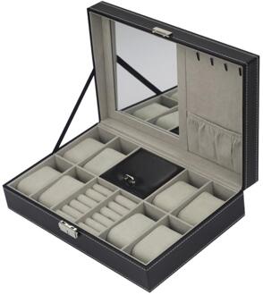 8 + 3 gemengde Grids Horloge Doos Pu Leer Suede Binnen Woord Gesp Opslag Sieraden Display Opslag Mens Case 1