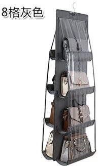 8 Pocket Opvouwbaar Opknoping Tas 3 Lagen Vouwen Plank Bag Purse Handtas Organizer Deur Diverse Pocket Hanger Opslag Closet Hanger 6 pockets / donker grijs