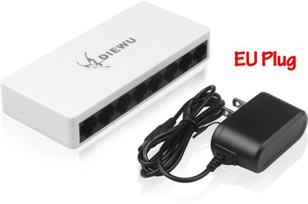 8 Poorten Lan Ethernet Network Switch 10/100Mbps Hoge Prestaties Lan Networking Schakelaars Ethernet Wit Met Eu Plug