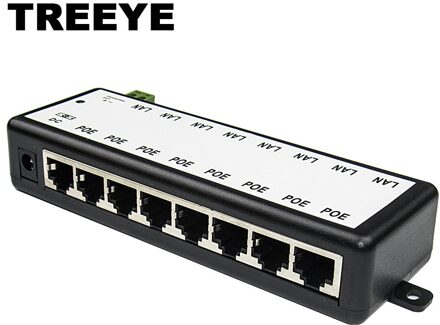 8 Poorten Passieve Poe Adapter 8ch Poe Voeding Ethernet Poe Injector Pin 4,5(+)/7,8(-) Input DC12V-DC48V