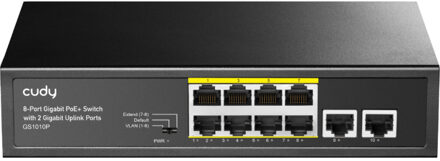 8-Port Gigabit PoE+ Switch with 2 Gigabit Uplink Ports Switch