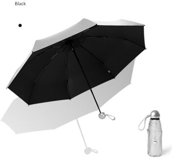 8 Ribben Pocket Mini Paraplu Anti Uv Paraguas Solar Paraplu Regen Winddicht Lamp Vouwen Draagbare Paraplu Voor Vrouwen En mannen zwart