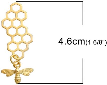 8 Seizoenen Zink Gebaseerde Legering 3D Hangers Honingraat Goud Kleur Bee Gesneden Holle Diy Sieraden Bevindingen 46Mm (1 6/8 ") X 16Mm, 10 Pcs
