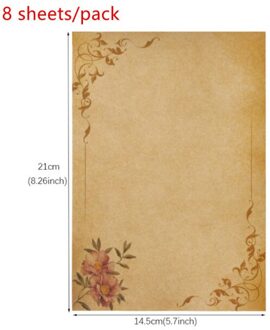 8 Sheets 21X14.5Cm Vintage Kraft Papier Schrijven Brief Briefpapier Romantische Note Craft Papier Schilderen Verpakking Papier