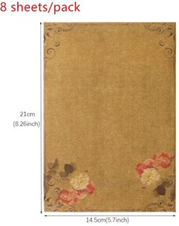 8 Sheets 21X14.5Cm Vintage Kraft Papier Schrijven Brief Briefpapier Romantische Note Craft Papier Schilderen Verpakking Papier