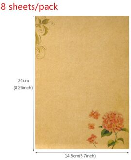 8 Sheets 21X14.5Cm Vintage Kraft Papier Schrijven Brief Briefpapier Romantische Note Craft Papier Schilderen Verpakking Papier