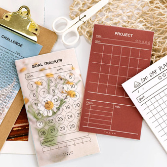 8 Sheets /Pack 30 100 Days Goal Tracker Challenge Project Planner Paper Sticker DIY Decor Stick Label Stationery