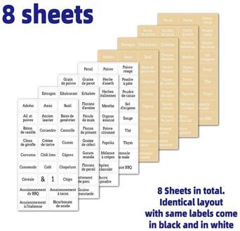 8 Sheets Transparant Spice Stickers Waterdicht Zwart Wit Voorbedrukte Pantry Stickers Zelfklevende Voedsel Stickers