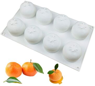 8 Sinaasappels Pudding Cup Art Cakevorm Pan 3D Siliconen Mal Mousse Silicon Mold 72XF