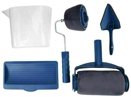 8 Stk/set Multifunctionele Muur Decoratieve Verf Roller Hoek Borstel Handvat Tool Diy Huishoudelijke Eenvoudig Te Bedienen Schilderij Borstels Kit 5stk