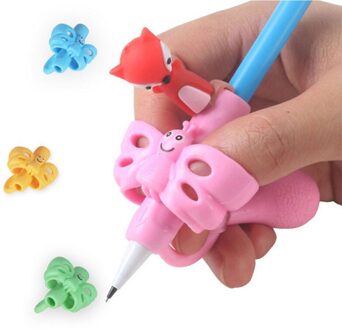 8 Stks/doos Twee-Vinger Potlood Houder Siliconen Jongens En Meisje Leren Schrijven Correctie Tool Apparaat Kind Briefpapier Corrector