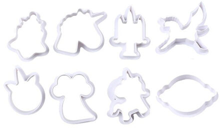 8 stks eenhoorn mold fondant Cookie Cutter set Cake Chocolade Embossing Mallen Biscuit Bakvormen