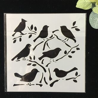 8 Stks/pak 13Cm Uil Vogel Diy Gelaagdheid Stencils Muur Schilderen Plakboek Kleuring Embossing Album Decoratieve Template
