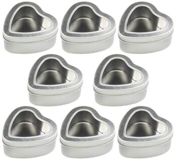 8 Stks/pak Hartvormige Blikken Doos Met Clear Window Lege Metalen Tin Container Geurkaars Sieraden Snoep Verpakking Blikken Dozen