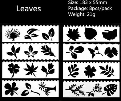 8 Stks/pak Sjabloon Heerser Leuke Multifunctionele Hollow Tekening Liniaal Voor Kinderen Student Briefpapier School Kantoorbenodigdheden bladeren