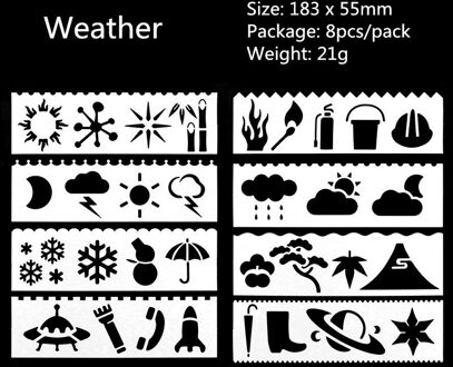 8 Stks/pak Sjabloon Heerser Leuke Multifunctionele Hollow Tekening Liniaal Voor Kinderen Student Briefpapier School Kantoorbenodigdheden Weather
