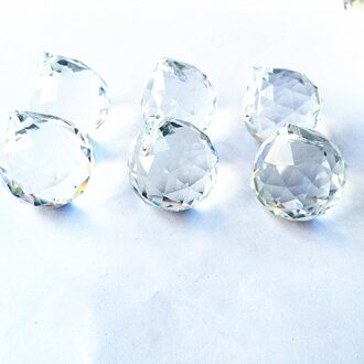 8 stks/partij 30mm Clear AAA Crystal Facet Balls Kroonluchter Kristal onderdelen Prisma Fengshui Suncatcher Hangers (Gratis ringen) home decor