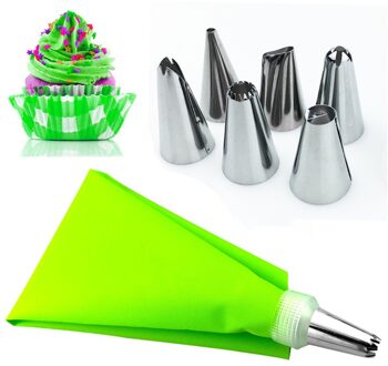 8 Stks/partij Cake Gereedschap Icing Piping Nozzle Tips Cake Sugarcraft Siliconen Gebak Zakken Decor Bakken Tool Kit Dessert Decorateurs Licht Groen