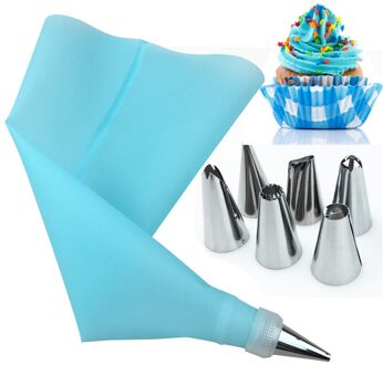 8 Stks/partij Cake Gereedschap Icing Piping Nozzle Tips Cake Sugarcraft Siliconen Gebak Zakken Decor Bakken Tool Kit Dessert Decorateurs lucht blauw